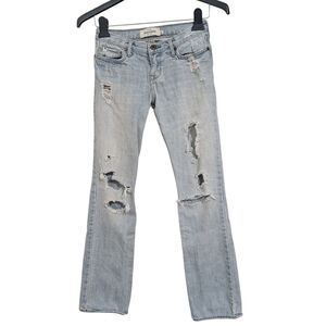 Abercrombie Distressed Jeans Light Wash Denim Girls 12 Low Rise Vintage